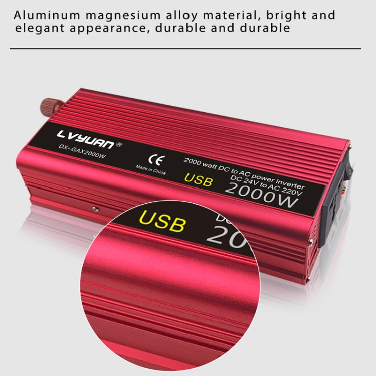 LVYUAN Car Inverter Dual USB Power Converter, Specification: 24V to 220V 2000W - Modified Square Wave by PMC TechLife | Online Shopping South Africa | PMC TechLife | Buy Now Pay Later Mobicred