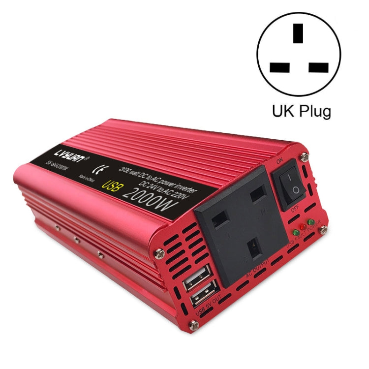 LVYUAN Car Inverter Dual USB Power Converter, Specification: 12V to 220V 2000W UK Plug - free shipping - PMC TechLife - Order now!