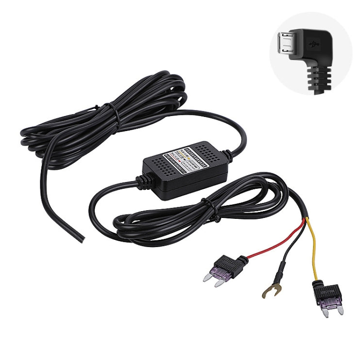 H516 Recording Step-down Line Shrinkage Video Car Charger Line Parking Monitoring Three-Core Power Cord, Model: With Fuse(Micro Left Elbow) - Cables & Connectors by PMC TechLife | Online Shopping South Africa | PMC TechLife | Buy Now Pay Later Mobicred