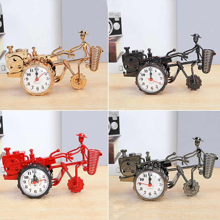K0931 Retro Clock Ornaments Office Desk Pen Tube Tractor Model Children Toy Alarm(Golden) - Alarm Clocks by PMc TechLife | Online Shopping South Africa | PMc TechLife | Buy Now Pay Later Mobicred