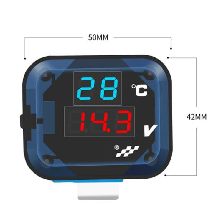 12-24V Motorcycle Modified Electronic Meter Voltage Temperature Table With USB Car Charger(Blue Red) - Electrical Instruments by PMC TechLife | Online Shopping South Africa | PMC TechLife | Buy Now Pay Later Mobicred