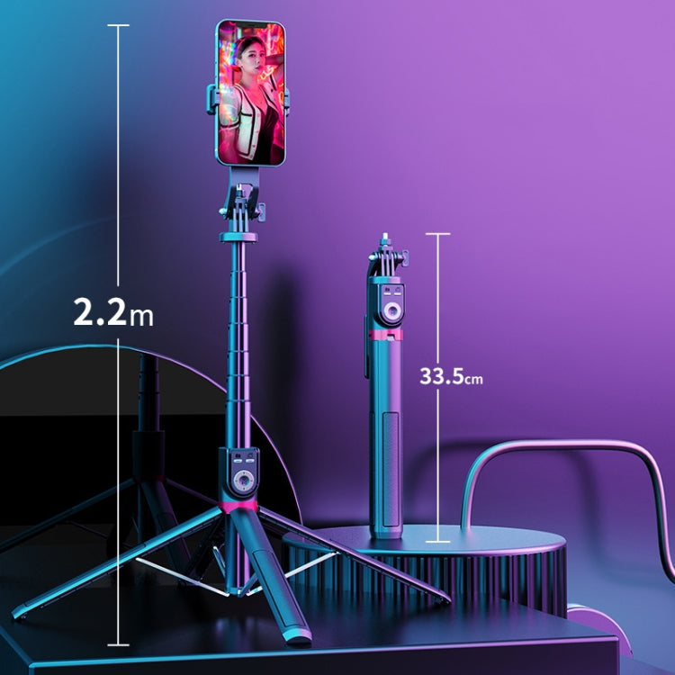 360-Degree Rotating Foldable Bluetooth Selfie Sticks Live Stand, Spec: P225 TK (Double Clip) - Selfie Sticks by PMC TechLife | Online Shopping South Africa | PMC TechLife | Buy Now Pay Later Mobicred