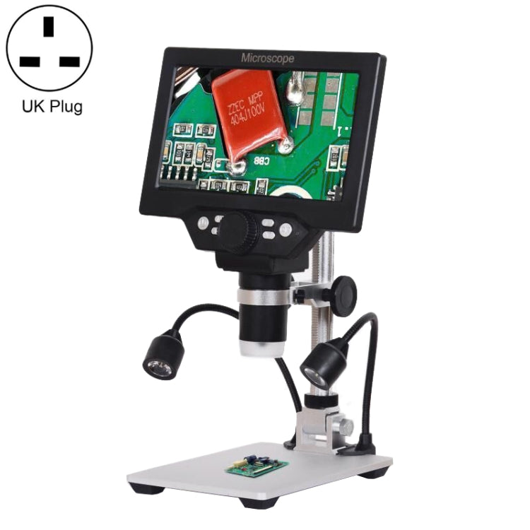 G1200D 7 Inch LCD Screen 1200X Portable Electronic Digital Desktop Stand Microscope(UK Plug Without Battery) - free shipping - PMC Jewellery - Order now!
