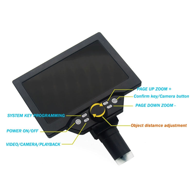 G1200D 7 Inch LCD Screen 1200X Portable Electronic Digital Desktop Stand Microscope(UK Plug With Battery) - free shipping - PMC Jewellery - Order now!
