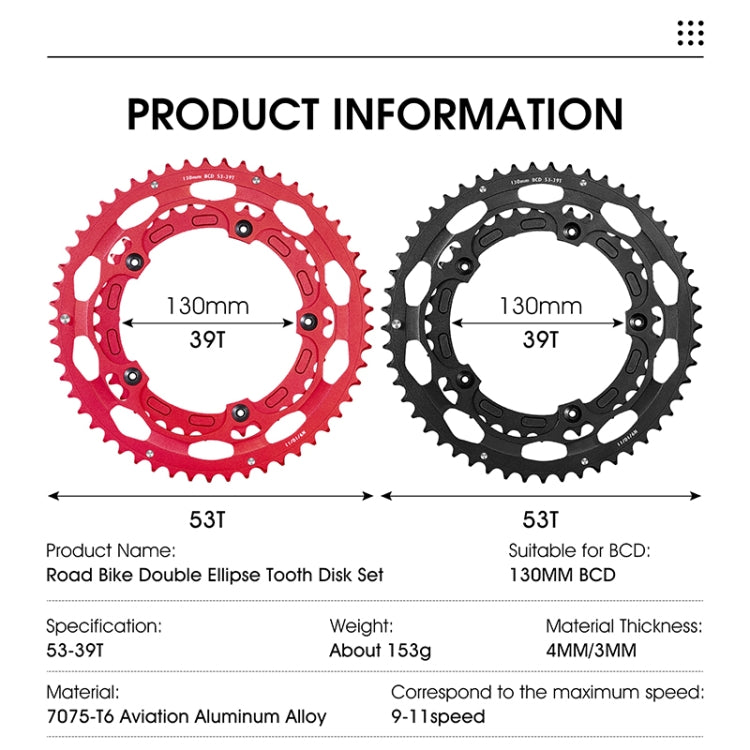 WEST BIKING YP0719274 53-39T Road Bike Crank Racing Double Disc(Red) - free shipping - PMc TechLife - Order now!
