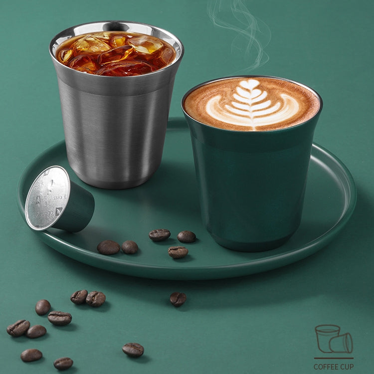 304 Stainless Steel Coffee Capsule Cup Double Insulation Coffee Cup, Style: Small Coffee Cup+Dish - free shipping - PMC TechLife - Order now!