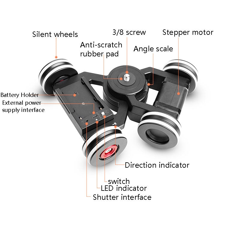 Tank 2 Electric Slide Rail Rolling Dolly Car Without Battery(Black) - Camera Dolly by PMC TechLife | Online Shopping South Africa | PMC TechLife | Buy Now Pay Later Mobicred