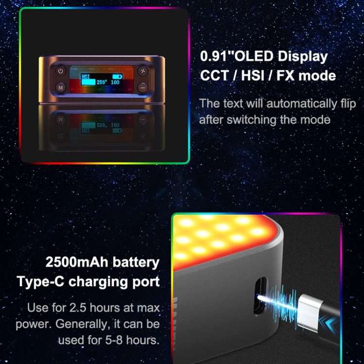 Mamen D01 66 LEDs 2500-9000K Double-Sided RGB LED Fill Lights -  by PMC TechLife | Online Shopping South Africa | PMC TechLife | Buy Now Pay Later Mobicred