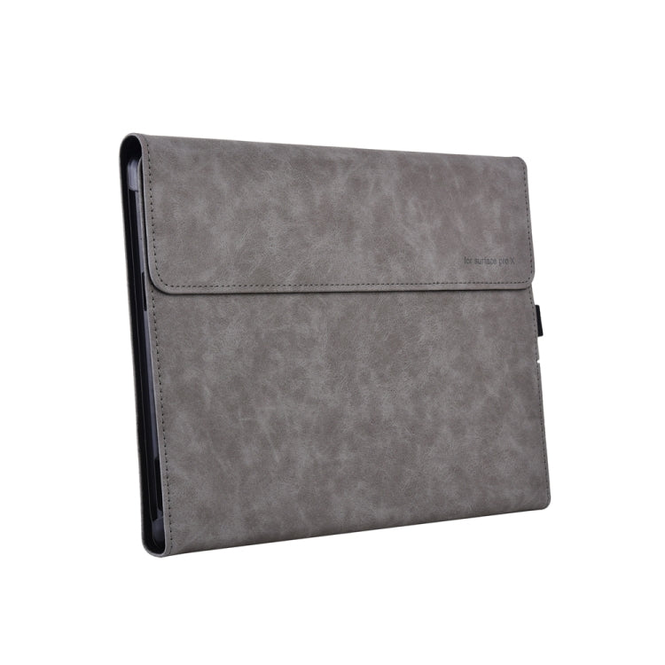 13 inch Leather Tablet Protective Case For Microsoft Surface Pro X, Color: Light Gray + Power Bag - free shipping - PMC Jewellery - Order now!