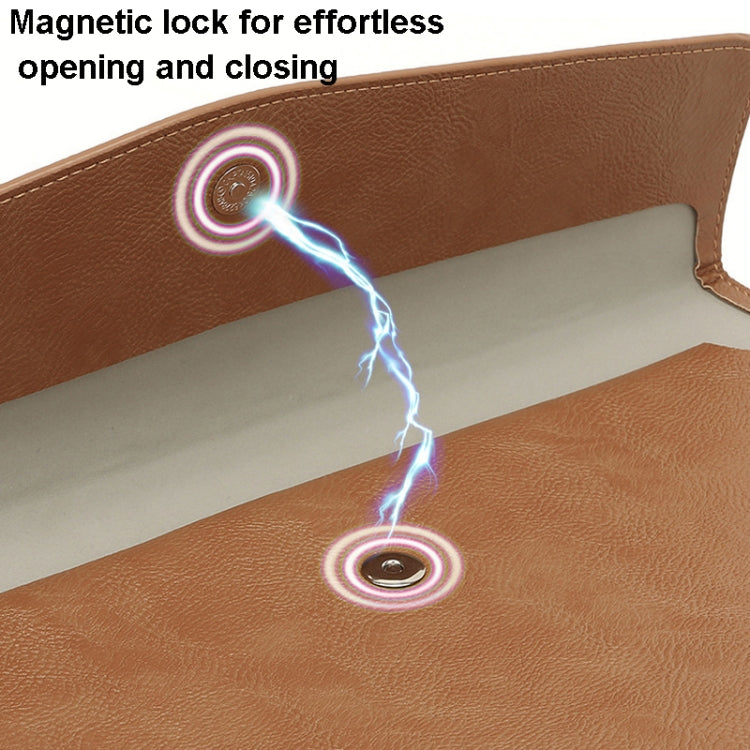 PU Leather Litchi Pattern Sleeve Case For 13.3 Inch Laptop, Style: Single Bag (Light Brown) - 13.3 inch by PMC TechLife | Online Shopping South Africa | PMC TechLife | Buy Now Pay Later Mobicred