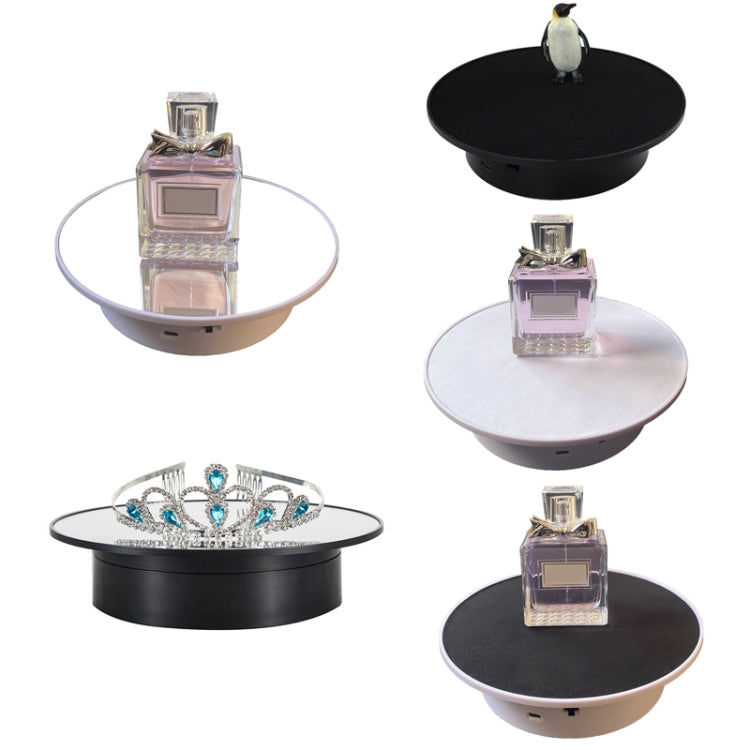 20cmTwo-Way Turntable Display Stand Video Shooting Props Turntable(White Bottom Black Velvet) -  by PMC TechLife | Online Shopping South Africa | PMC TechLife | Buy Now Pay Later Mobicred