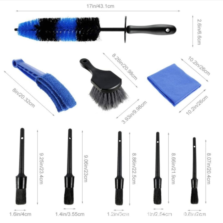 9 PCS / Set Car Wash Detail Brush Short Shank Tire Brush - Car washing supplies by PMC Jewellery | Online Shopping South Africa | PMC Jewellery | Buy Now Pay Later Mobicred