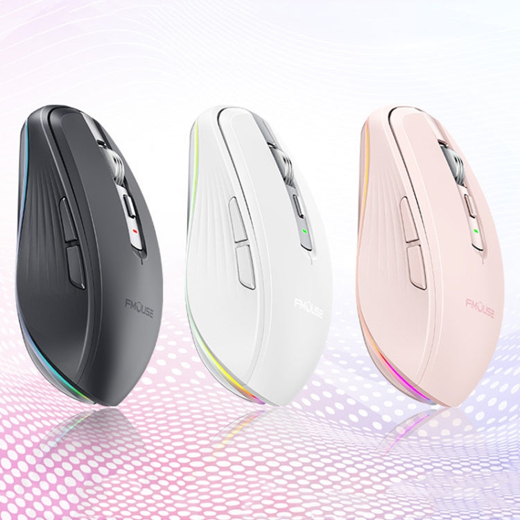 Fmouse M303 2400DPI Bluetooth&2.4G Dual Modes Rechargeable RGB Mouse(White) - free shipping - PMC Jewellery - Order now!