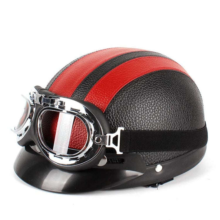 BSDDP A0318 PU Helmet With Goggles, Size: One Size(Black Red) - free shipping - PMC TechLife - Order now!