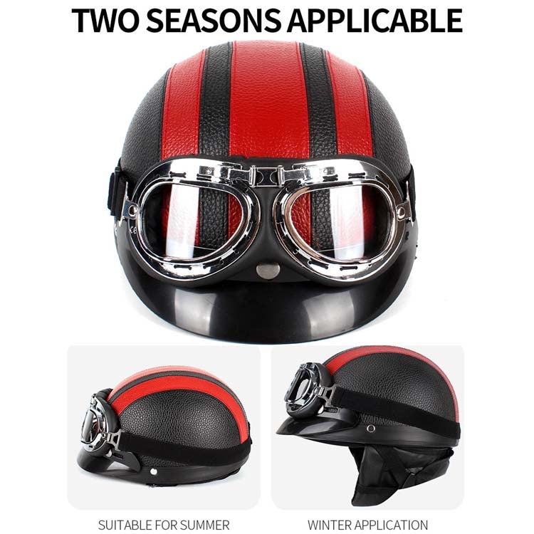 BSDDP A0318 PU Helmet With Goggles, Size: One Size(Black Brown) - Helmets by BSDDP | Online Shopping South Africa | PMC TechLife | Buy Now Pay Later Mobicred