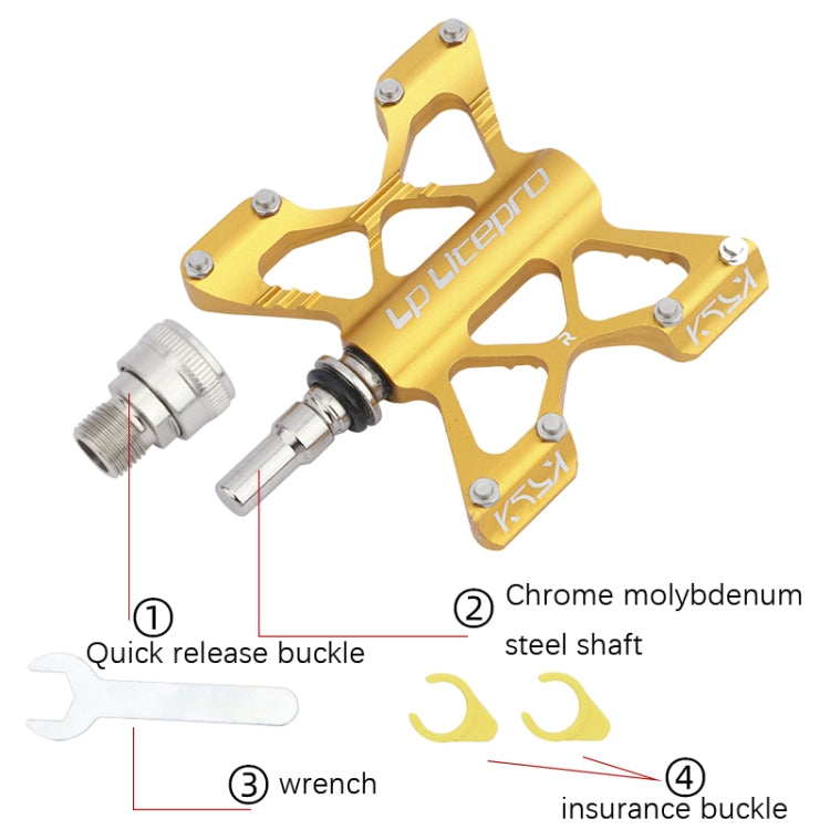 LP LitePro K5 Folding Bkie Aluminum Alloy Bearin Pedals(Golden) - free shipping - PMc TechLife - Order now!