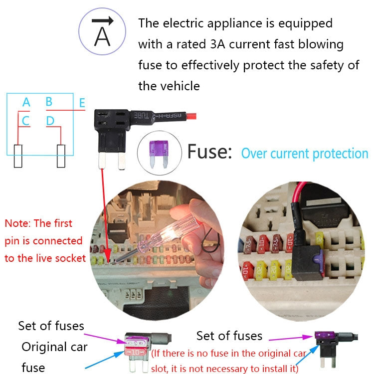 C301 12V to 5V Car ACC Takes Electricity Buck Cables, Model: Buckle + 1 x Take Appliance - Cables & Connectors by PMC TechLife | Online Shopping South Africa | PMC TechLife | Buy Now Pay Later Mobicred