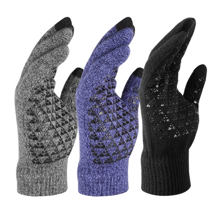 1 Pair Thick Velvet Touch Screen Knitted Warm Gloves, Size: Free Size(Blue) - Full Finger Gloves by PMC TechLife | Online Shopping South Africa | PMC TechLife | Buy Now Pay Later Mobicred