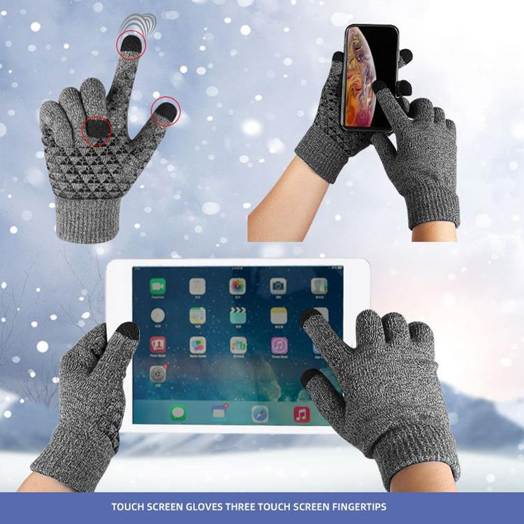 1 Pair Thick Velvet Touch Screen Knitted Warm Gloves, Size: Free Size(Black) - Full Finger Gloves by PMC TechLife | Online Shopping South Africa | PMC TechLife | Buy Now Pay Later Mobicred