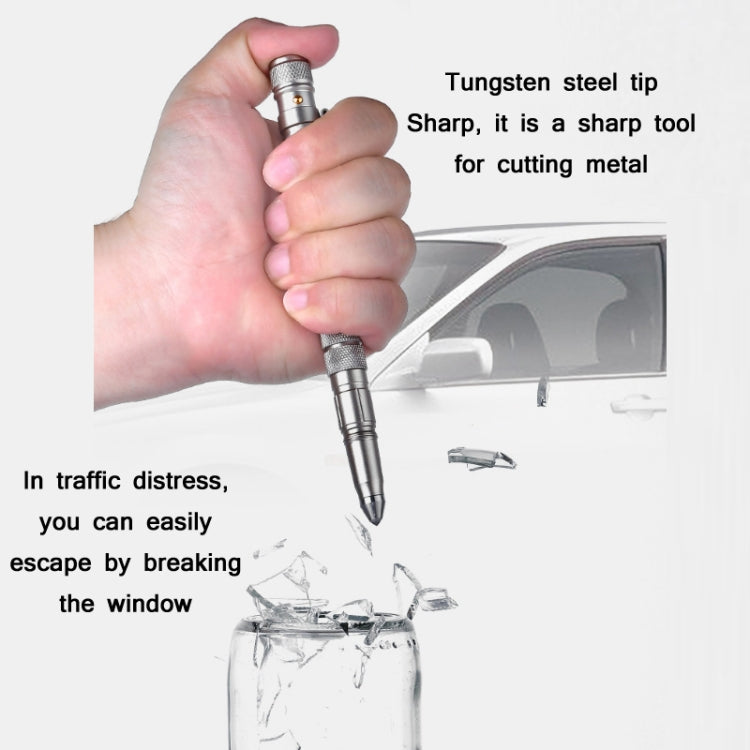 P08 Outdoor LED With Flashing Tungsten Steel Window Breaking Self-Defense Pen(Grey) - Self-defense Protection by PMc TechLife | Online Shopping South Africa | PMc TechLife | Buy Now Pay Later Mobicred