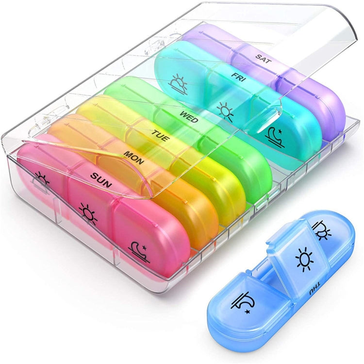 21-compartment Rainbow Pill Box One Week Pill Box(Transparent +Colorful) - free shipping - PMC TechLife - Order now!