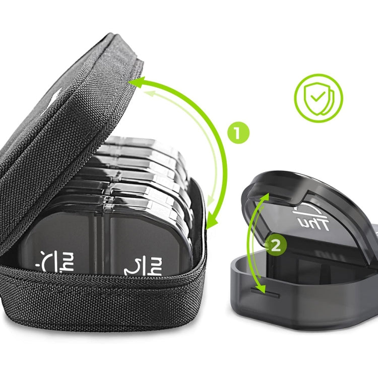 14 Compartment Medicine Box Plastic Double Row Leather Bag Pill Box(Black) - free shipping - PMC TechLife - Order now!