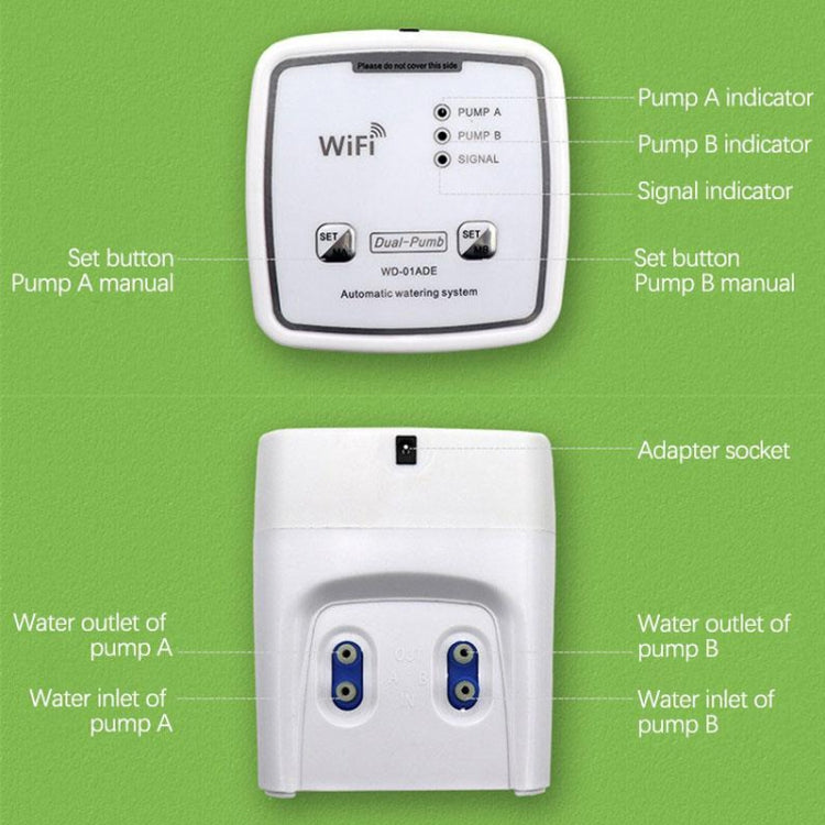 WD-01ADE WIFI Gardening Drip Irrigation Controller, Specification: Double Pump 15 Pots(UK Plug) - Watering & Irrigation by PMc TechLife | Online Shopping South Africa | PMc TechLife | Buy Now Pay Later Mobicred