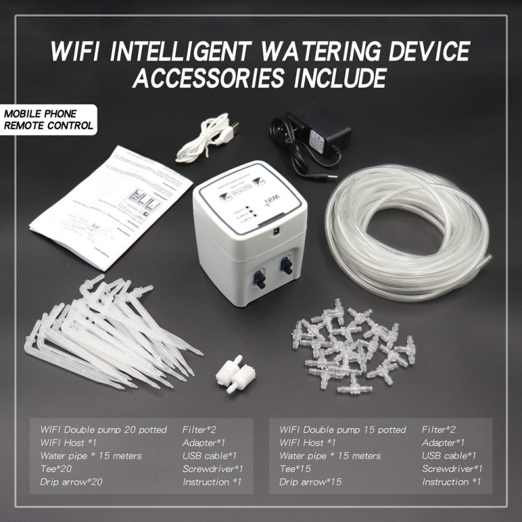 WD-01ADE WIFI Gardening Drip Irrigation Controller, Specification: Double Pump 15 Pots(EU Plug) - Watering & Irrigation by PMc TechLife | Online Shopping South Africa | PMc TechLife | Buy Now Pay Later Mobicred