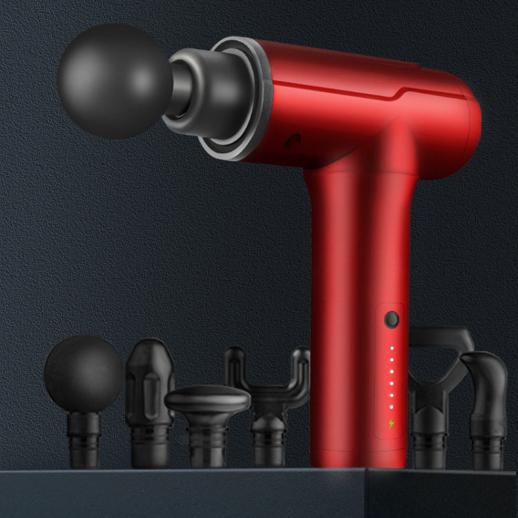 BG-128 6-speed Mini Convenient Massage Gun With 6 Massage Heads,CN Plug(Red) - free shipping - PMC TechLife - Order now!