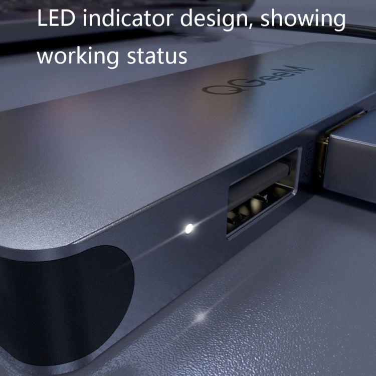 QGeeM QG-UH05-4 5 In 1 TYPE-C Extension HUB Adapter Compatible with SD/TF Reader(5-port) - free shipping - PMC Jewellery - Order now!