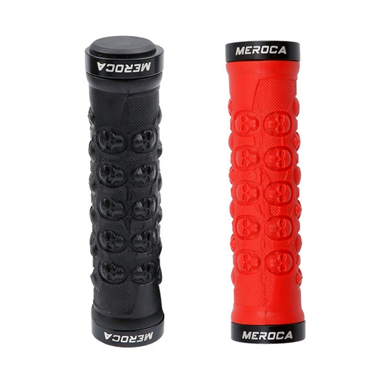 MEROCA Mountain Bike Anti-slip Shock Absorber Riding Grip Cover, Style: Bilateral Lock Skull ME23 Red - Bicycle Grips by MEROCA | Online Shopping South Africa | PMc TechLife | Buy Now Pay Later Mobicred