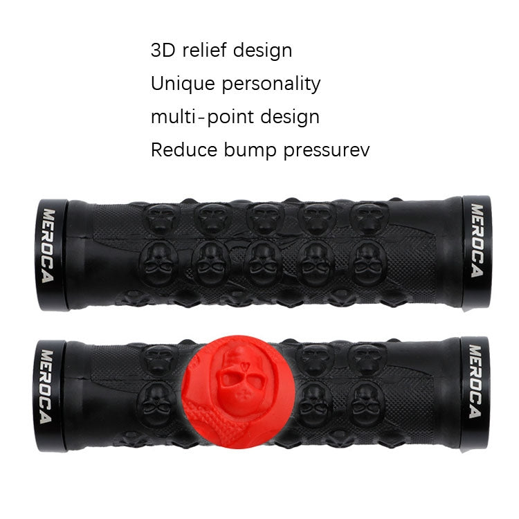 MEROCA Mountain Bike Anti-slip Shock Absorber Riding Grip Cover, Style: Bilateral Lock Skull ME23 Red - Bicycle Grips by MEROCA | Online Shopping South Africa | PMc TechLife | Buy Now Pay Later Mobicred