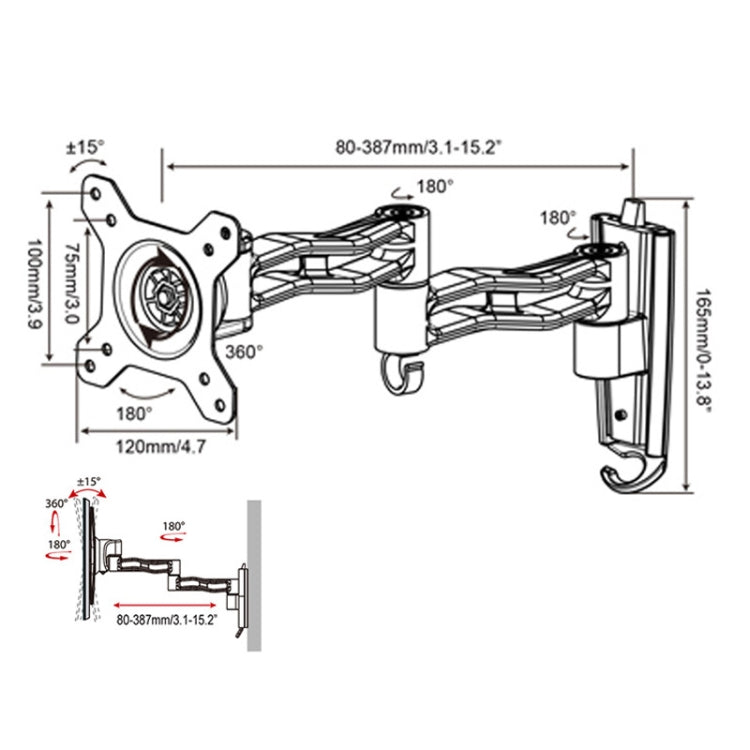 Gibbon Mounts L33 Monitor Bracket Wall Mounting Telescopic Rotating Aluminum Alloy TV Hanger - free shipping - PMC Jewellery - Order now!