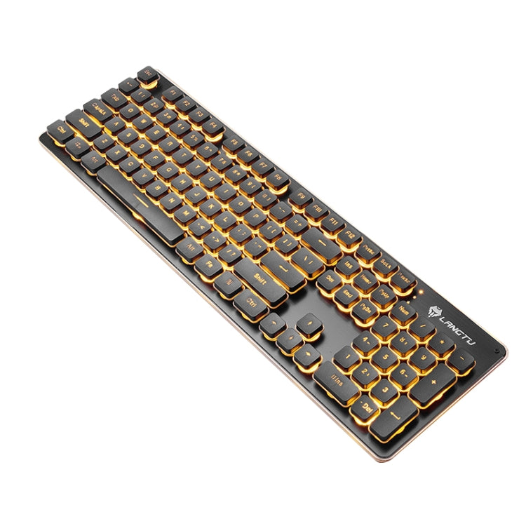 LANGTU L1 104 Keys USB Home Office Film Luminous Wired Keyboard, Cable Length:1.6m(Orange Light Black) - free shipping - PMC Jewellery - Order now!