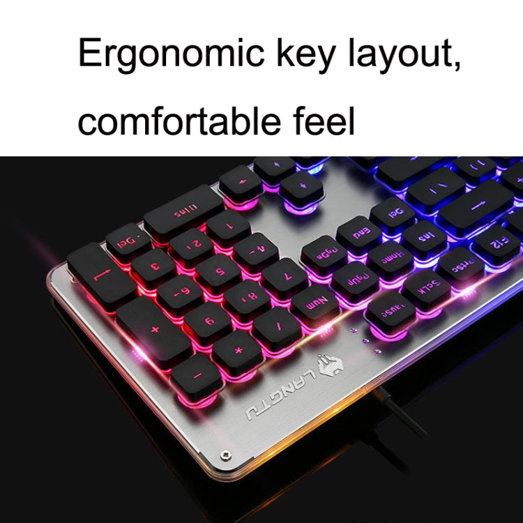 LANGTU L1 104 Keys USB Home Office Film Luminous Wired Keyboard, Cable Length:1.6m(Ice Blue Light Silver White) - free shipping - PMC Jewellery - Order now!