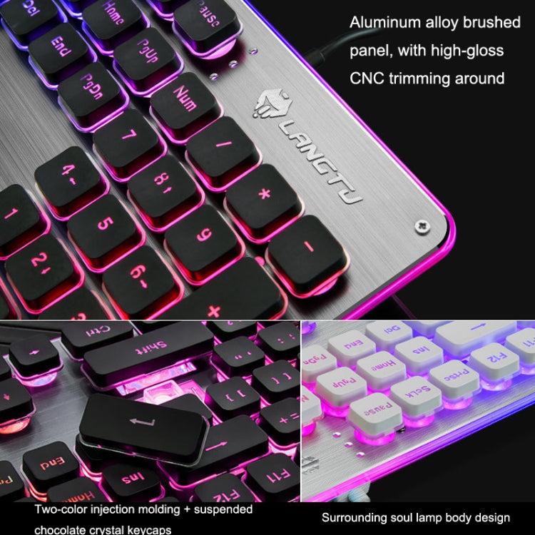 LANGTU L1 104 Keys USB Home Office Film Luminous Wired Keyboard, Cable Length:1.6m(Ice Blue Light Silver White) - free shipping - PMC Jewellery - Order now!
