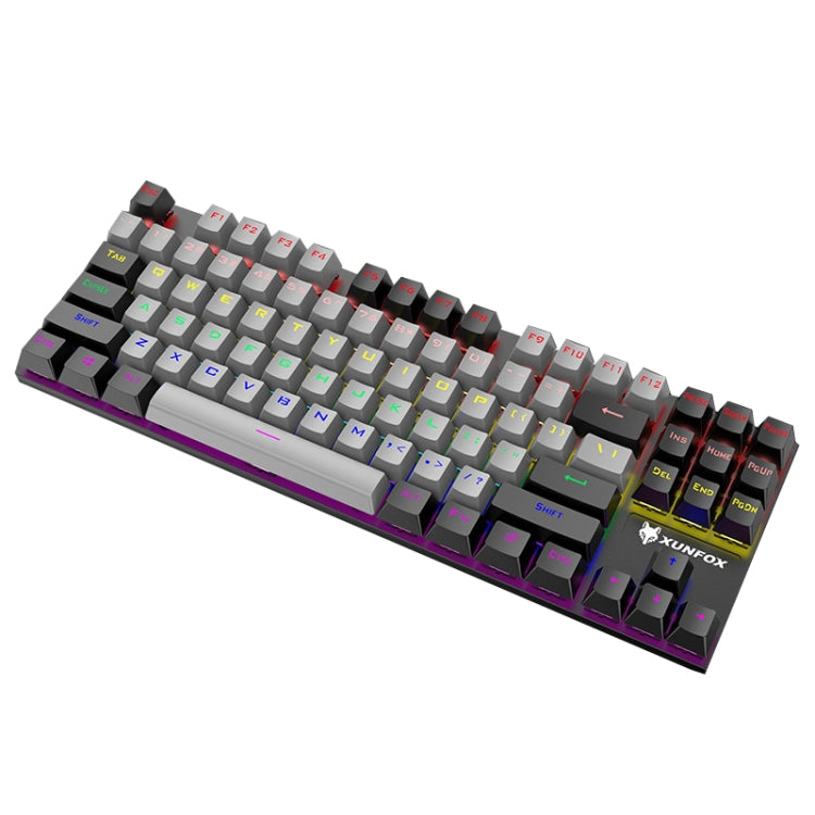 XUNFOX K80 87 Keys Wired Gaming Mechanical Illuminated Keyboard, Cable Length:1.5m(Gray Black) - free shipping - PMC Jewellery - Order now!