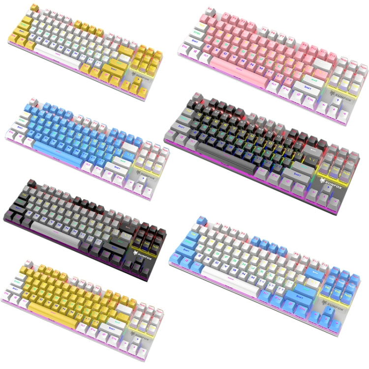 XUNFOX K80 87 Keys Wired Gaming Mechanical Illuminated Keyboard, Cable Length:1.5m(Blue White) - free shipping - PMC Jewellery - Order now!