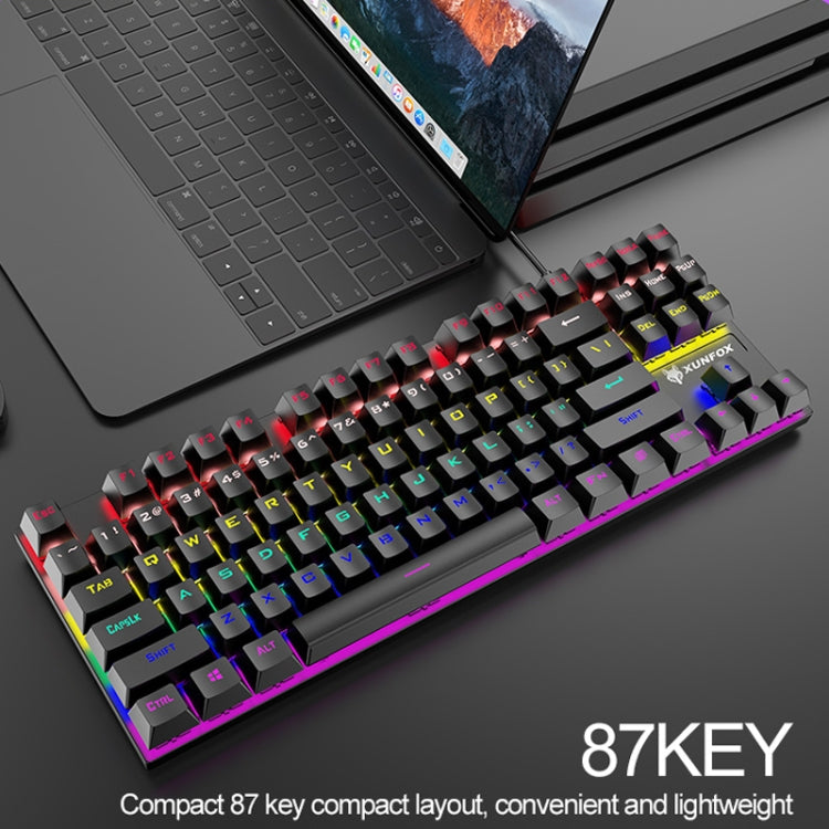 XUNFOX K80 87 Keys Wired Gaming Mechanical Illuminated Keyboard, Cable Length:1.5m(White Blue) - free shipping - PMC Jewellery - Order now!