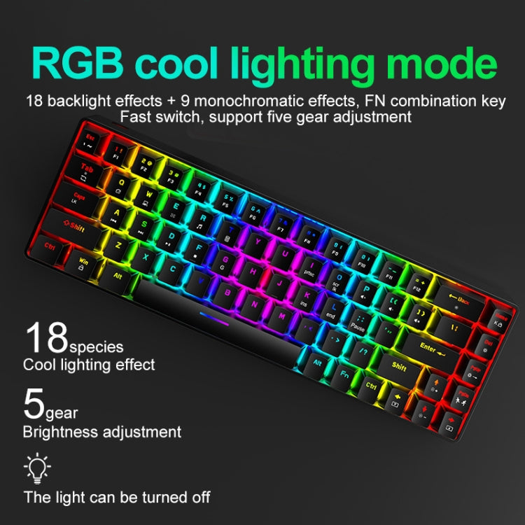 ZIYOU LANG T8 68 Keys RGB Luminous Gaming Mechanical Keyboard, Cable Length:1.6m(White Green Shaft) - free shipping - PMC Jewellery - Order now!
