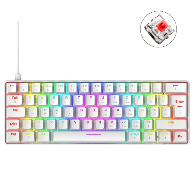 ZIYOU LANG T60 62-Key RGB Luminous Mechanical Wired Keyboard, Cable Length:1.5m(White Red Shaft) - free shipping - PMC Jewellery - Order now!