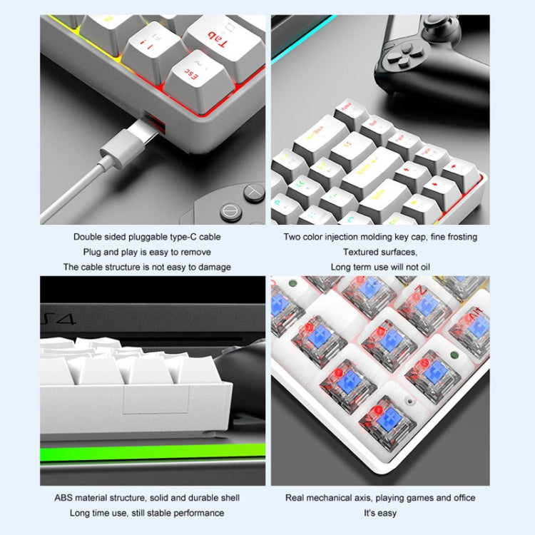 ZIYOU LANG T60 62-Key RGB Luminous Mechanical Wired Keyboard, Cable Length:1.5m(White Green Shaft) - free shipping - PMC Jewellery - Order now!