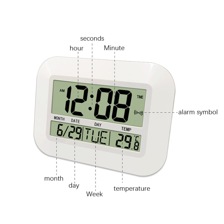Household Big Screen Digital Electronic Alarm Clock Minimalist Living Room Mute Wall Clock(White) - Alarm Clocks by PMc TechLife | Online Shopping South Africa | PMc TechLife | Buy Now Pay Later Mobicred