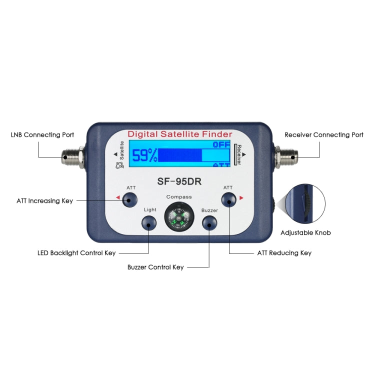 SF-95DR  Satellite Finder TV Signal Receiver With Compass - Satellite Finder by PMC TechLife | Online Shopping South Africa | PMC TechLife | Buy Now Pay Later Mobicred