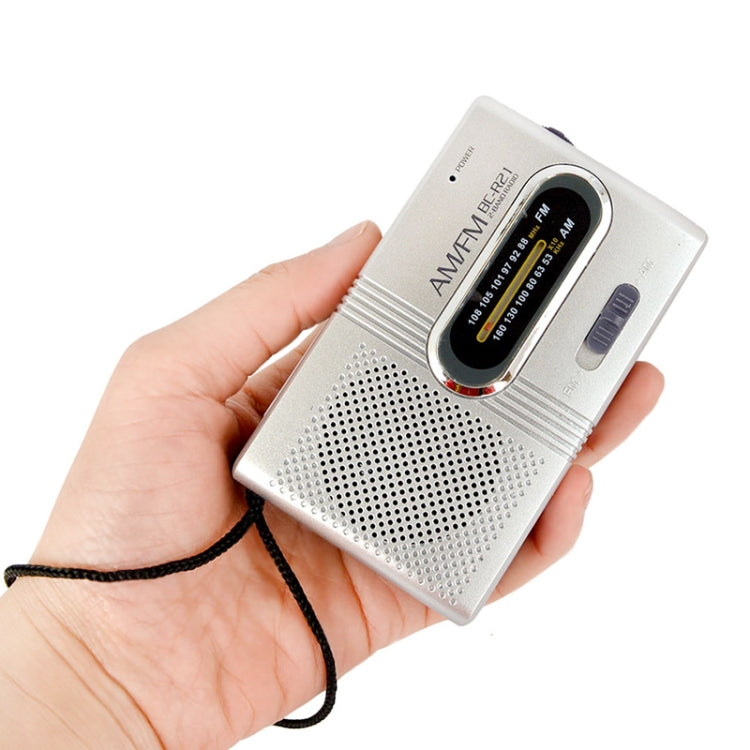 INDIN BC-R21 AM/FM Portable Radio Old Man Morning Practice Player(Silver Gray) - Radio Player by PMC TechLife | Online Shopping South Africa | PMC TechLife