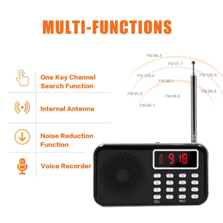 Y-619  FM/AM Mini Radio MP3 Rechargeable Music Player Support TF/SD Card with LED Display(Gold) - Radio Player by PMC TechLife | Online Shopping South Africa | PMC TechLife | Buy Now Pay Later Mobicred