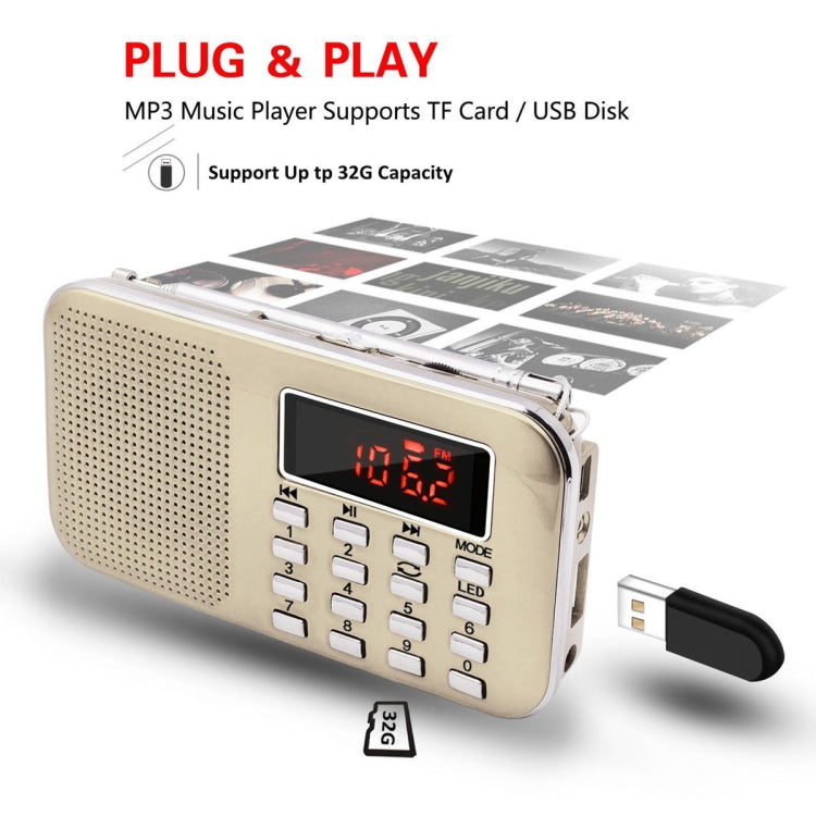 L-218AM  MP3 Radio Speaker Player Support TF Card USB with LED Flashlight Function(Red) - Radio Player by PMC TechLife | Online Shopping South Africa | PMC TechLife | Buy Now Pay Later Mobicred