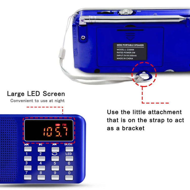 L-218AM  MP3 Radio Speaker Player Support TF Card USB with LED Flashlight Function(Gold) - Radio Player by PMC TechLife | Online Shopping South Africa | PMC TechLife | Buy Now Pay Later Mobicred