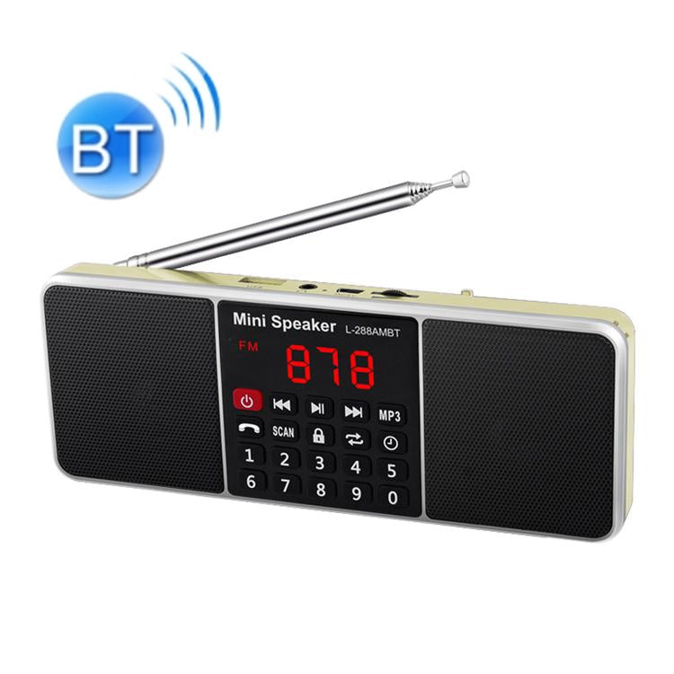 L-288AM  Bluetooth Dual Speaker Radio MP3 Player Support TF Card/U Disk with LED Display(Gold) - Radio Player by PMC TechLife | Online Shopping South Africa | PMC TechLife | Buy Now Pay Later Mobicred
