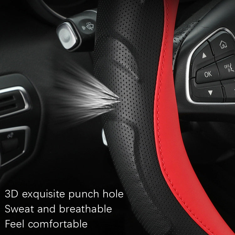 Leather Carbon Fiber Stitching Car Steering Wheel Set, Diameter: 38cm(Black Blue D Shape) - Steering Wheel Accessories by PMC TechLife | Online Shopping South Africa | PMC TechLife | Buy Now Pay Later Mobicred